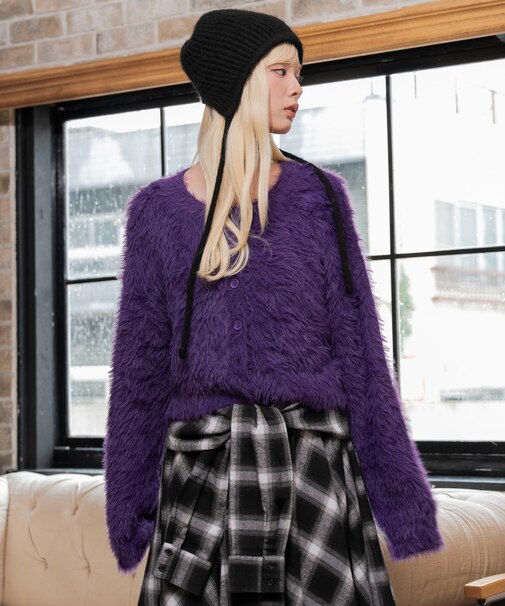 シャギーニットカーディガン