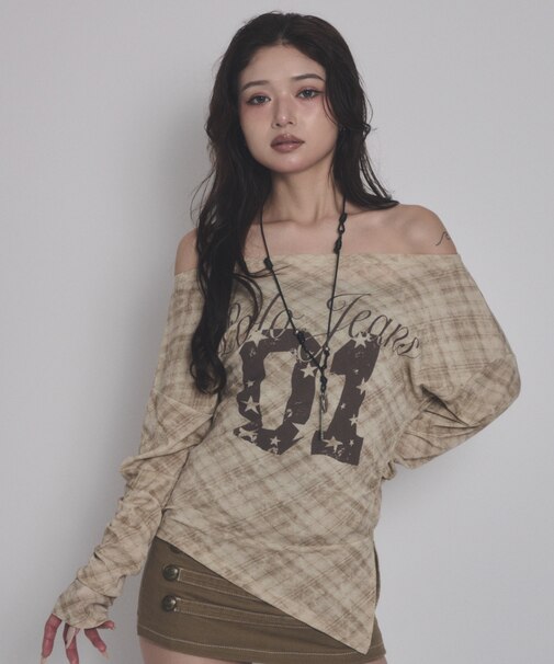 チェックナンバリングシアートップ