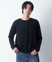 リングドットヘンリーネックニットプルオーバー