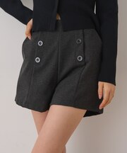 ダブルボタンフェイクウールショートパンツ
