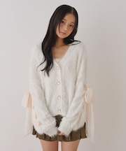 シフォンリボンフェザーカーデ
