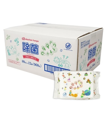 【特別配送料有】除菌 ウェットティッシュ アルコールタイプ 80枚×12個