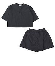 [ベビー]ノーカラージャケットキュロットセットアップ　ネイビー
