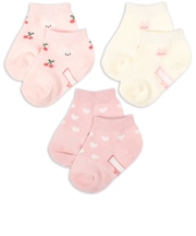 [ベビー]アンクルソックス3足組　うさぎチェリー　ピンク