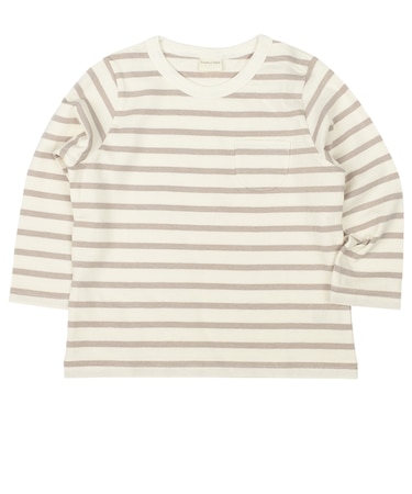 [ベビー]いつものＴシャツ　長袖　天竺素材　ベージュ