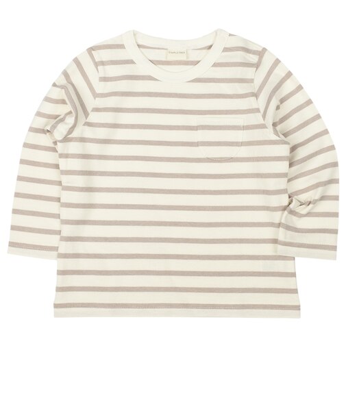[ベビー]いつものＴシャツ　長袖　天竺素材　ベージュ