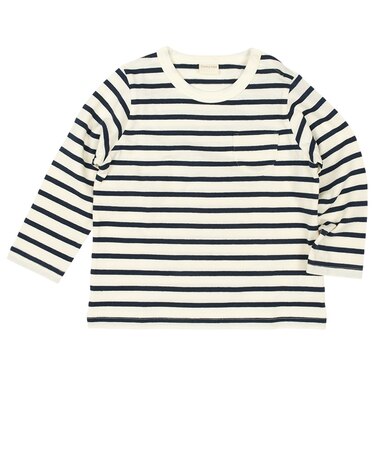 [ベビー]いつものＴシャツ　長袖　天竺素材　ネイビー