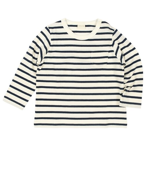 [ベビー]いつものＴシャツ　長袖　天竺素材　ネイビー