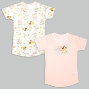 [キッズ]半袖　丸首シャツ2枚組　プリンセス　ピンク