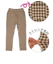 [キッズ]10分丈レギンス　ギンガムチェック　ブラウン