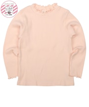[キッズ]いつものTシャツ　長袖　テレコ素材　ピンク