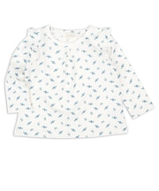 [ベビー]長袖　Tシャツ　総柄　ブルー