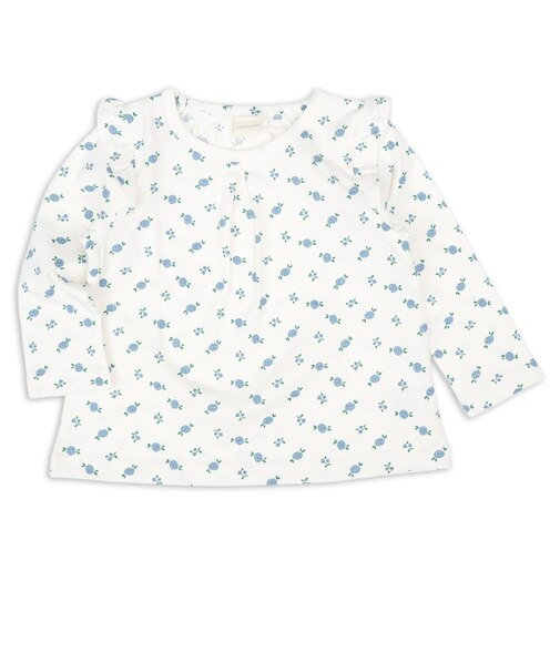 [ベビー]長袖　Tシャツ　総柄　ブルー