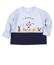[ベビー]長袖Tシャツ　切替　ディズニー　サックス