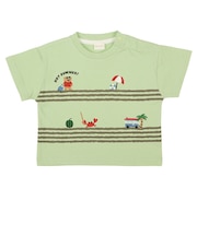 [ベビー]半袖Tシャツ　部分刺しゅう　グリーン