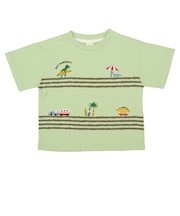 [キッズ]半袖Tシャツ　部分刺しゅう　グリーン