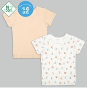 [ベビー]まいにちコットン　半袖　丸首シャツ　2枚組　サファリ