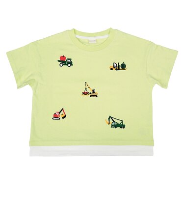 [キッズ]半袖　Tシャツ　飛び刺しゅう　グリーン