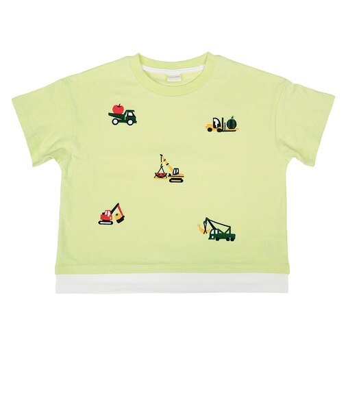 [キッズ]半袖　Tシャツ　飛び刺しゅう　グリーン