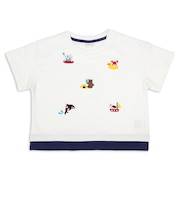 [ベビー]半袖　Tシャツ　飛び刺しゅう　オフホワイト
