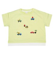 [ベビー]半袖　Tシャツ　飛び刺しゅう　グリーン