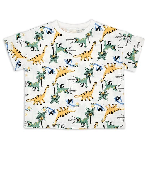 [キッズ]半袖　Tシャツ　総柄　グリーン