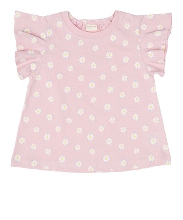 [ベビー]半袖　Tシャツ　総柄　ピンク