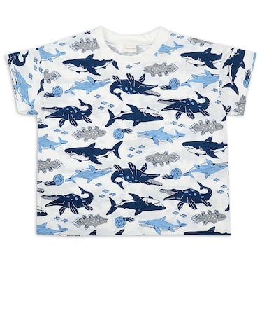 [キッズ]半袖Tシャツ　総柄　ネイビー