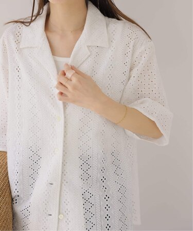 《一部WEB限定追加》コットンカットワーク刺繍開襟シャツ