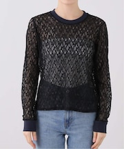 nap/ナップ Contrast Lace Crew Top  5641004