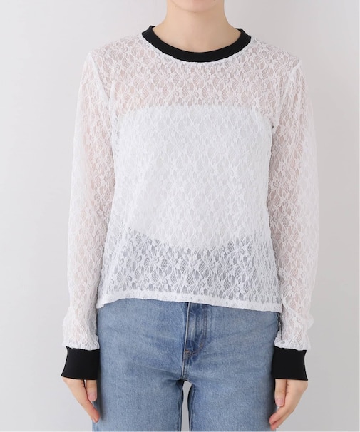 nap/ナップ Contrast Lace Crew Top  5641004