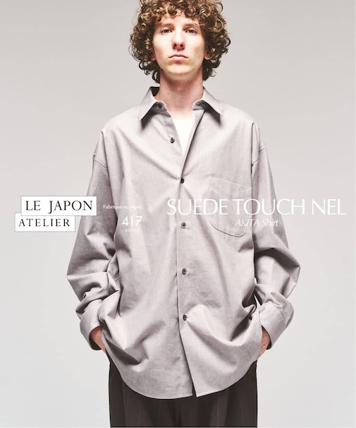 LE JAPON スウェード タッチ ネルシャツ