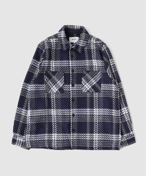 【WAX LONDON / ワックス ロンドン】オーバーシャツ NAVY ECRU