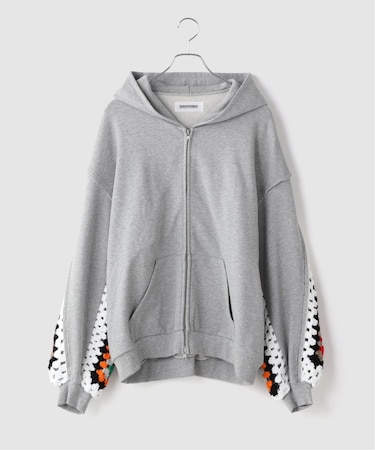 DISCOVERED / ディスカバード CROCHET SLEEVE SWEAT PARKA