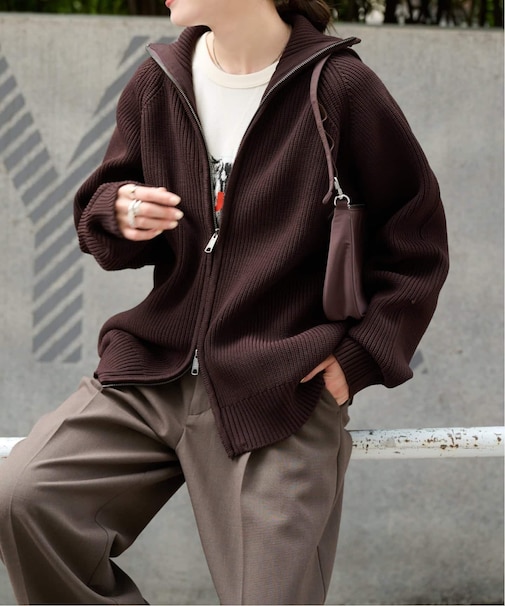 LOGAN ex ZIP UP KNIT CARDIGAN