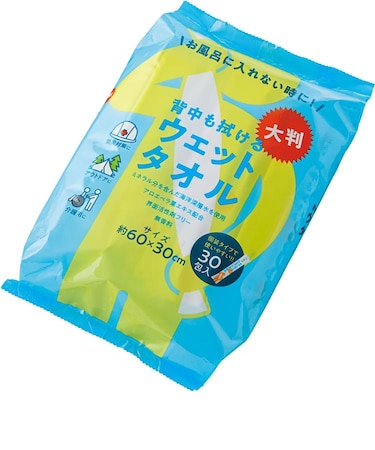 背中も拭ける大判ウェットタオル