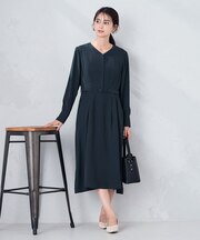【洗える】ウエストタックワンピース