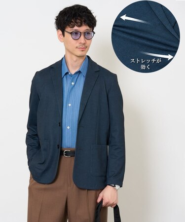 <季節を繋ぐ通勤ジャケット>　メランジポンチテーラードジャケット【イージーケア/ストレッチ/洗濯機で洗える】