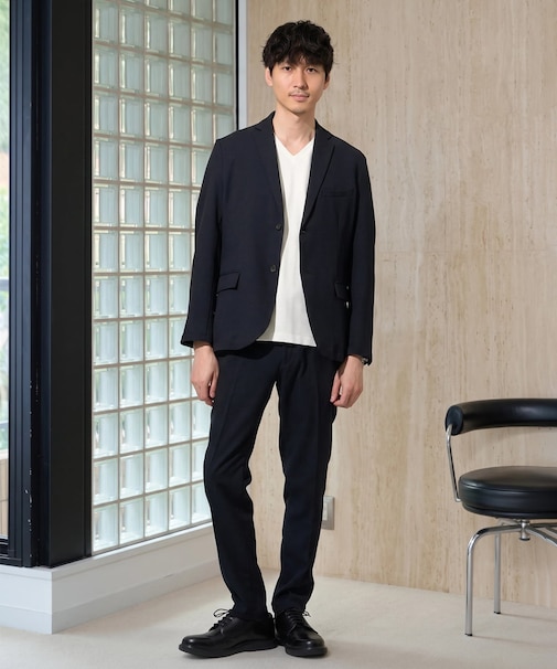 \初秋のオフィススタイルにおすすめ/ グレンチェックストレッチスマートジャケット【スマート/イージーケア/洗濯機で洗える/毛玉になりにくい/ストレッチ】