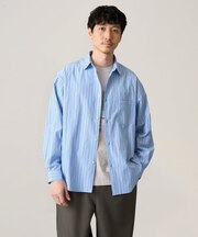 大人の王道ストライプ【洗濯機で洗える/毛玉になりにくい】ワイドストレッチストライプシャツ