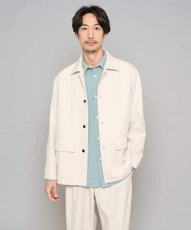 \上品さとラフさを両立する/メランジストレッチカバーオール【イージーケア/洗濯機で洗える/速乾/毛玉になりにくい/ストレッチ】
