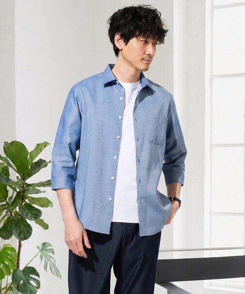 累計15、000枚販売!リネン混シャツ【接触冷感 / 速乾/ストレッチ / イージーケア / 洗濯機で洗える】