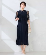 【結婚式/お呼ばれに】レースドッキングワンピース