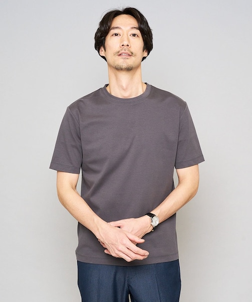【接触冷感/UVカット/洗濯機で洗える/毛玉になりにくい】シルケットスムースクルーネックスマートTシャツ