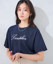 【接触冷感/UVカット/コットン100%】ロゴゆるTシャツ