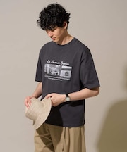 【接触冷感/洗濯機で洗える/イージーケア/毛玉になりにくい】フォトプリントワイドシルエットカットソー
