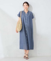 シアーデニムスキッパーワンピース