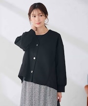 異素材ドッキング ダンボール Vネック カーディガン
