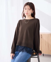 スカラップ レース ヘム ニット