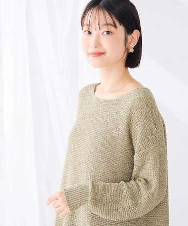 ラメ混 タック スラブ ニット